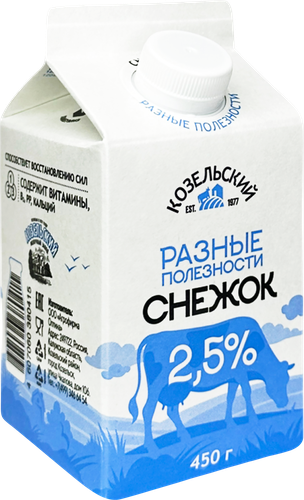 Снежок йогуртовый КОЗЕЛЬСКОЕ МОЛОКО с сахаром 2,5%, без змж, 450г, вид
