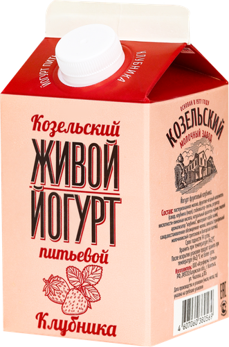 Йогурт питьевой КОЗЕЛЬСКОЕ МОЛОКО Клубника 2,5%, без змж, 450г, вид