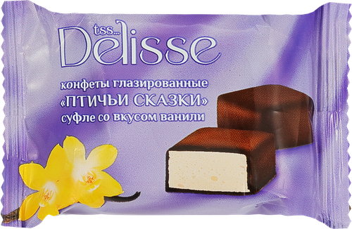 Конфеты DELISSE Птичьи сказки в кондитерской глазури, нежное суфле со вкусом ванили, весовые, изображение