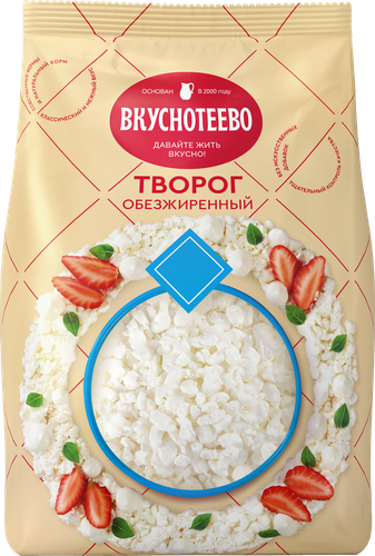 Творог ВКУСНОТЕЕВО 0,5%, без змж, 750г, крупный план