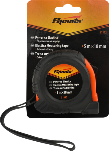 Рулетка SPARTA Elastica 18мм, обрезиненный корпус Арт. 31312, 5м, крупный план