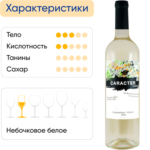 Вино CARACTER Карактер Шардоне Шенен белое сухое, 0.75л, крупный план