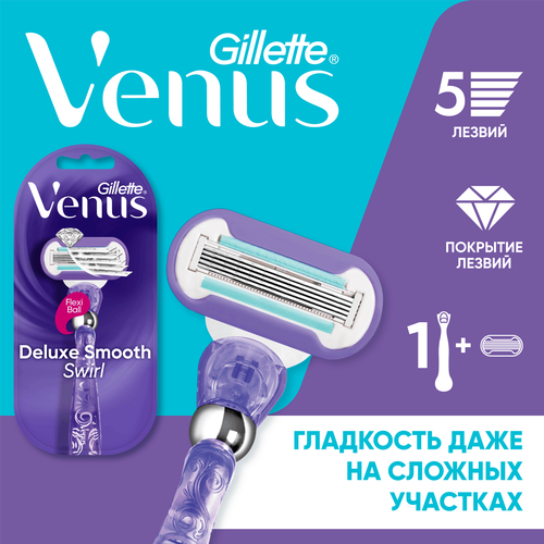 Бритва женская GILLETTE Venus Swirl, с 1 сменной кассетой, крупный план