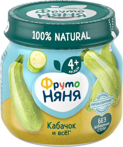Пюре овощное ФРУТОНЯНЯ Кабачок, с 4 месяцев, 80г, картинка