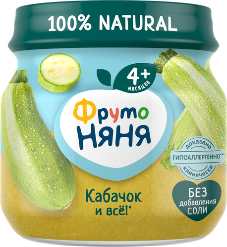 Пюре овощное ФРУТОНЯНЯ Кабачок, с 4 месяцев, 80г, вид