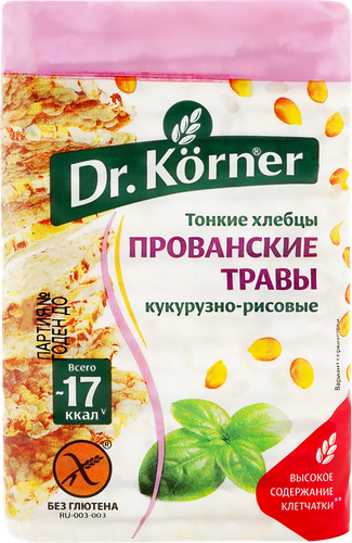 Хлебцы рисово-кукурузные DR KORNER с прованскими травами, 100г, фотография