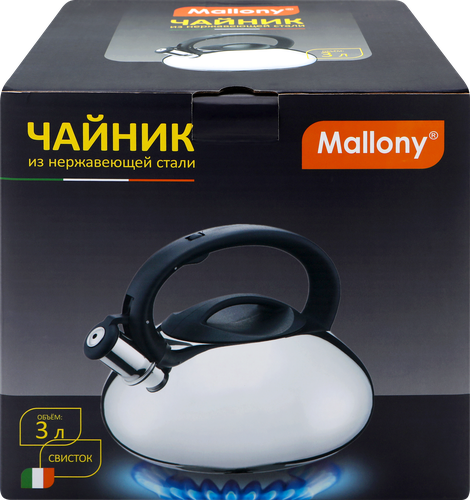 Чайник со свистком MALLONY MAL-109 нержавеющая сталь 3л Арт. 910071, картинка