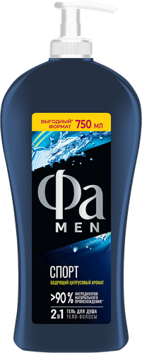 Гель для душа мужской ФА Men Спорт, 750мл, детальное фото