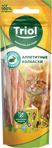 Лакомство для кошек TRIOL Аппетитные колбаски из кролика с курицей, 40г, картинка