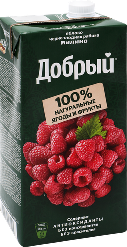 Нектар ДОБРЫЙ Яблоко, черноплодная рябина, малина, 2л, вид