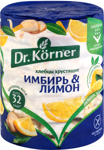 Хлебцы рисово-кукурузные DR KORNER с имбирем и лимоном, 90г, изображение