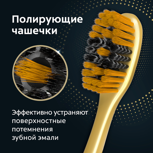 Зубная щетка COLGATE 360 Древесный уголь многофункциональная, антибактериальная, золотая, мягкая, фотография