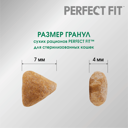 Корм сухой для стерилизованных кошек Perfect Fit с курицей, 650г, крупный план