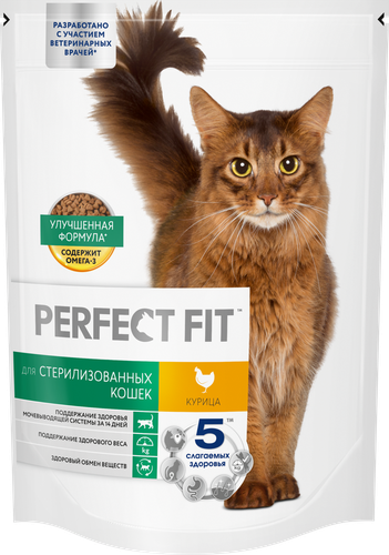 Корм сухой для стерилизованных кошек Perfect Fit с курицей, 650г, детальное фото