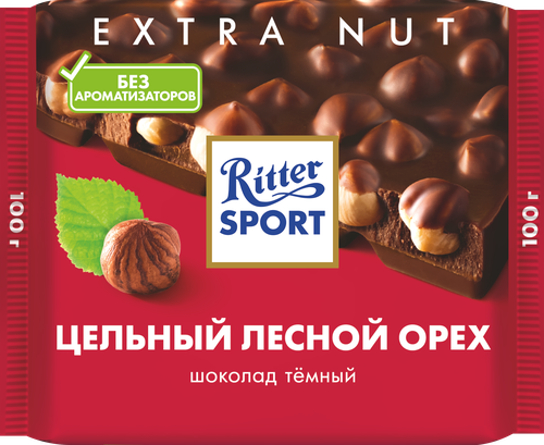 Шоколад темный RITTER SPORT Цельный лесной орех, 100г, картинка