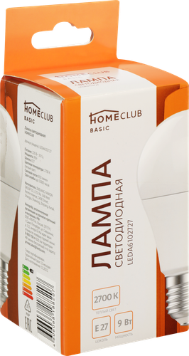 Лампа светодиодная HOMECLUB LED A60 E27 9Вт 2700К Арт. LEDA60102727, фотография
