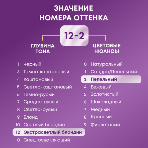 Крем-краска для волос ПАЛЕТТ Интенсивный цвет 12–2 (A12) Платиновый блонд, 110мл, картинка