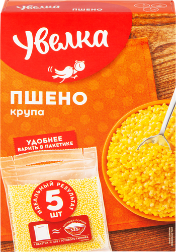 Пшено УВЕЛКА в пакетиках, 5х80г, изображение