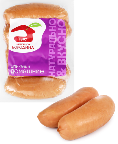 Шпикачки МД БОРОДИНА Домашние, 480г, вид