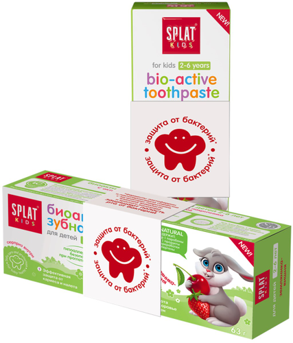 Зубная паста детская SPLAT KIDS Земляника, вишня, натуральная, 50мл/63г, картинка