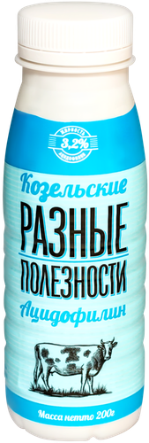 Ацидофилин КОЗЕЛЬСКОЕ МОЛОКО 3,2%, без змж, 200г, вид
