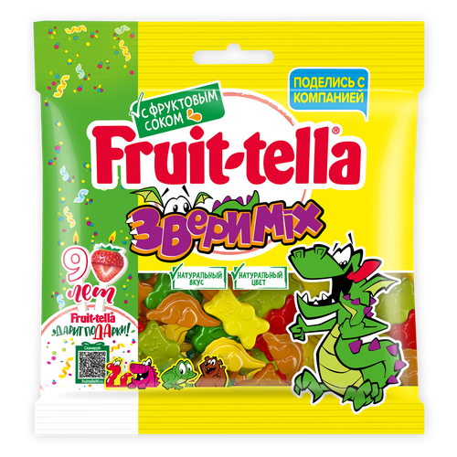 Мармелад жевательный FRUIT-TELLA Звери mix, 150г, вид