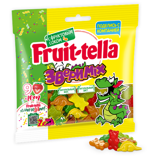 Мармелад жевательный FRUIT-TELLA Звери mix, 150г, фотография