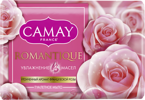 Туалетное мыло CAMAY Romantique с ароматом французской розы, 85г, вид