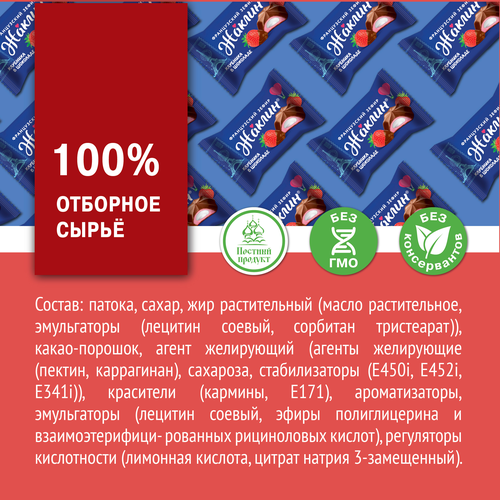 Конфеты СЛАВЯНКА Жаклин французский зефир клубника в шоколаде, 190г, крупный план