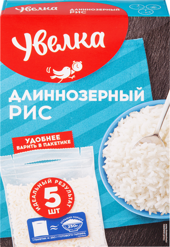 Рис длиннозерный УВЕЛКА шлифованный в пакетиках, 5х80г, картинка