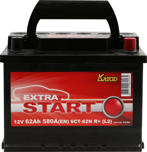 Аккумуляторная батарея EXTRA START 6CT-62N R+(L2), детальное фото