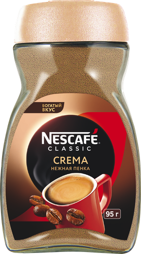 Кофе растворимый НЕСКАФЕ Classic Crema натуральный порошкообразный, 95г, крупный план