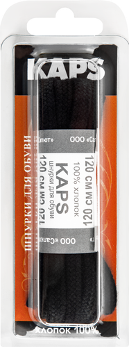 Шнурки плоские KAPS черные, 120см, картинка