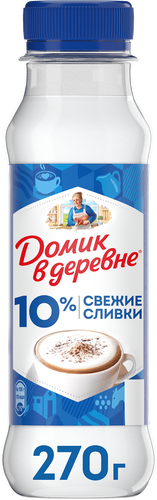 Сливки пастеризованные ДОМИК В ДЕРЕВНЕ 10%, без змж, 270г, детальное фото