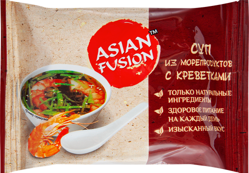 Суп ASIAN FUSION из морепродуктов с креветками, 12г, вид