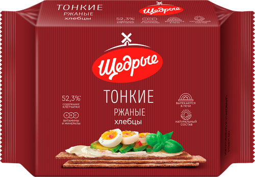 Хлебцы ржаные ЩЕДРЫЕ тонкие, 170г, картинка