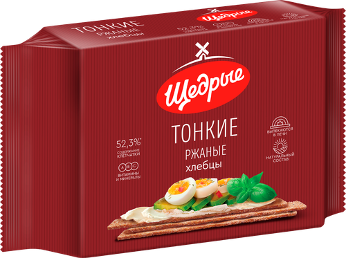 Хлебцы ржаные ЩЕДРЫЕ тонкие, 170г, фотография