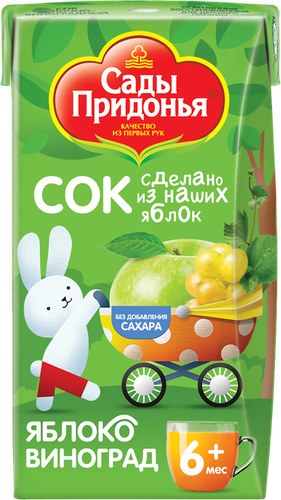 Сок САДЫ ПРИДОНЬЯ Яблоко, виноград, с 6 месяцев, 125мл, детальное фото