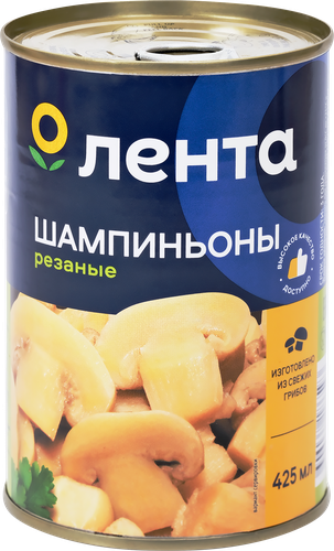 Шампиньоны ЛЕНТА резаные, 425мл, изображение