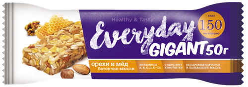 Батончик мюсли EVERYDAY Gigant Орехи и мед, 50г, изображение