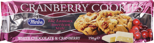 Печенье MERBA Cranberry с белым шоколадом и клюквой, 150г, вид