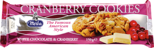 Печенье MERBA Cranberry с белым шоколадом и клюквой, 150г, изображение