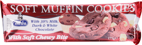 Печенье MERBA Soft Muffin, мягкое с какао и кусочками молочного белого и темного шоколада, 175г, фотография