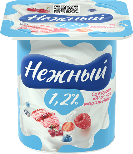 Продукт йогуртный CAMPINA Нежный Ягодное мороженое 1,2%, без змж, 100г, изображение