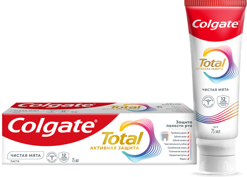 Зубная паста COLGATE Total 12 Чистая мята с цинком и аргинином для комплексной антибактериальной защиты, 75мл, картинка