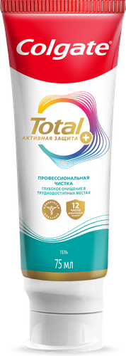 Зубная паста COLGATE Total 12 Профессиональная чистка, гель со специальным ингредиентом для гладких и блестящих зубов, с цинком и аргинином для антибактериальной защиты, 75мл, картинка