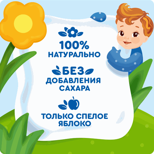 Пюре фруктовое детское АГУША Яблоко, с 4 месяцев, 90г, детальное фото