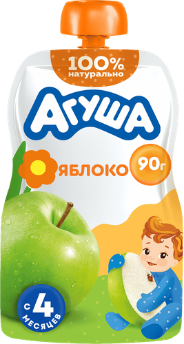 Пюре фруктовое детское АГУША Яблоко, с 4 месяцев, 90г, картинка