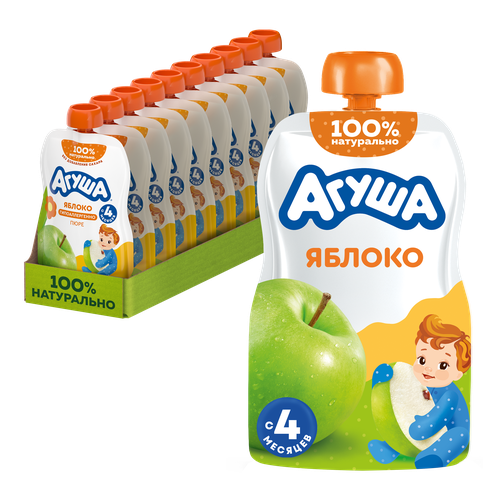 Пюре фруктовое детское АГУША Яблоко, с 4 месяцев, 90г, изображение