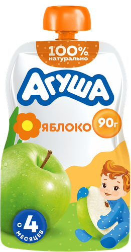 Пюре фруктовое детское АГУША Яблоко, с 4 месяцев, 90г, изображение